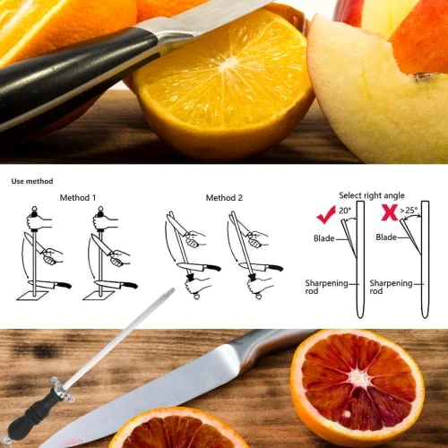 Stainless Steel Kitchen Knife Sharpener Rod - 12-inch Honing Steel Rod 4 Stainless Steel Kitchen Knife Sharpener Rod - 12-inch Honing Steel Rod - Image 4