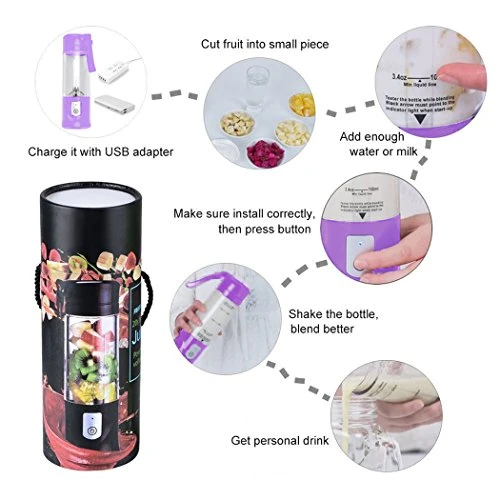 Blend Portable Blender Jet For Shakes And Smoothies, USB Rechargeable Travel Juicer Cup Electric Mini Personal Size Blenders Frozen Fruit Ice Mixer Baby Food Mixing Machine With 6 Blades For Sports Travel And Outdoors 13.5oz (Purple) 2 Blend Portable Blender Jet For Shakes And Smoothies, USB Rechargeable Travel Juicer Cup Electric Mini Personal Size Blenders Frozen Fruit Ice Mixer Baby Food Mixing Machine With 6 Blades For Sports Travel And Outdoors 13.5oz (Purple) - Image 2