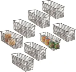 MDesign Metal Wire Food Storage Basket Organizer With Handles For Organizing Kitchen Cabinets, Pantry Shelf, Bathroom, Laundry Room, Closets, Garage - Concerto Collection - 8 Pack - Soft Brass -Kitchen Island Sale 51LeU0rW5lL. AC