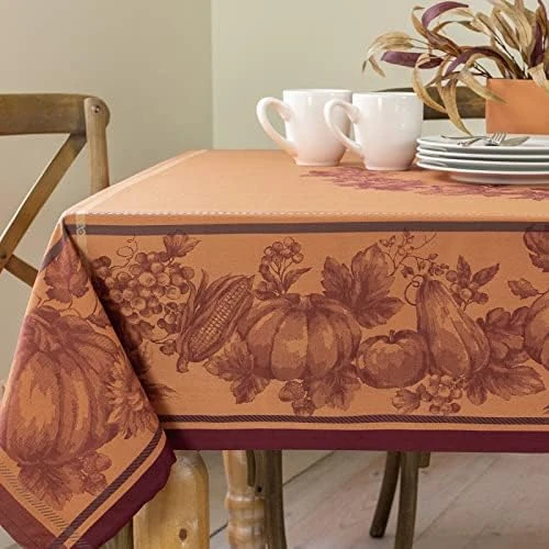 Harvest Engineered Jacquard Heavyweight Fabric Table Cloth, Fall, Harvest And Thanksgiving Tablecloth (Harvest Royalty, 60" X 120" Rectangular) 8 Harvest Engineered Jacquard Heavyweight Fabric Table Cloth, Fall, Harvest And Thanksgiving Tablecloth (Harvest Royalty, 60" X 120" Rectangular) - Image 8
