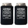 Vintage Established 1983 Perfectly Aged Can Coolie Holder 40th Birthday Gift Forty And Fabulous Party Favors Decorations (12, Black)