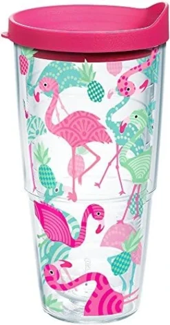 Tervis Flamingo Pattern Insulated Tumbler With Wrap And Fuschia Lid, 24 Oz, Clear -Kitchen Island Sale 51Lw1FZmD0L. AC