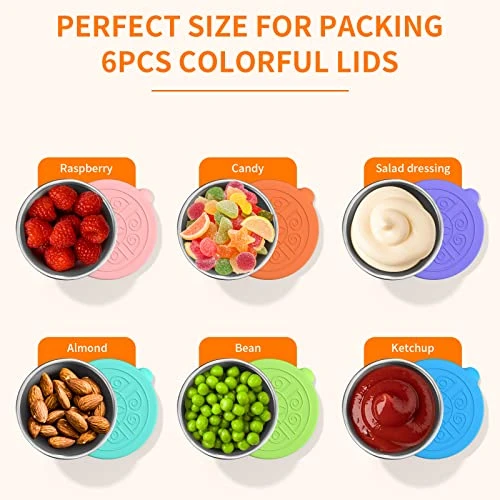 1.7 Oz/50ml Salad Dressing Container To Go, 6 Pack Small Containers With Lids, Reusable Sauce Containers For Lunch Box With Silicone Lids, Stainless Steel Small Food Containers, Leakproof, Sauce Cups 4 1.7 Oz/50ml Salad Dressing Container To Go, 6 Pack Small Containers With Lids, Reusable Sauce Containers For Lunch Box With Silicone Lids, Stainless Steel Small Food Containers, Leakproof, Sauce Cups - Image 4