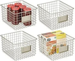 Square Steel Wired Storage Organizer Bin Baskets With Label Slot For Kitchen Pantry, Cabinet, Organizing Holder For Food, Drinks, Snacks, Produce, Omaha Collection, 4 Pack, Matte Black -Kitchen Island Sale 51MSC9XsRlL. AC