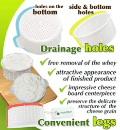 9 Pcs Cheesemaking Kit №4 Butter Punched Сheese Mold Press Strainer Cheese Tofu Press Mold Cheese Making Kit -Kitchen Island Sale 51MditexAiL