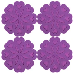 Silicone Coasters Trivet Mats For Hot Dishes, Pot Holders, Flexible Kitchen Trivets Pads For Table, Hot Pots And Pans (Set Of 4, Purple)