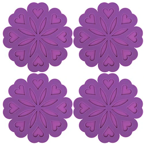 Silicone Coasters Trivet Mats For Hot Dishes, Pot Holders, Flexible Kitchen Trivets Pads For Table, Hot Pots And Pans (Set Of 4, Purple) 1 Silicone Coasters Trivet Mats For Hot Dishes, Pot Holders, Flexible Kitchen Trivets Pads For Table, Hot Pots And Pans (Set Of 4, Purple)