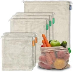 12+1 Reusable Produce Bags Grocery Washable | Organic Cotton Mesh Produce Bags | Double-Stitched & Tare Weigh | Mesh Bags For Vegetables | Cotton Produce Bags Reusable Washable | Produce Bag (3 Sizes) -Kitchen Island Sale 51MqAIDyIqL. AC