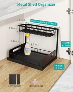 Under Sink Organizer,Metal Pull Out Kitchen Cabinet Organizer With Sliding Drawer,Sturdy Multi-Functional For Bathroom Organization,Black -Kitchen Island Sale 51NGfU49ShL
