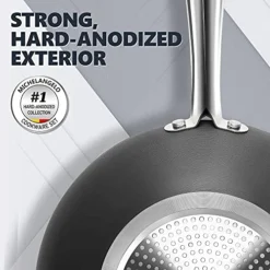 Hard Anodized Nonstick Wok With Lid, Cooking Wok Pan 12 Inch, Large Wok Pan With Flat Bottom, Induction Wok With Steamer Rack & Fry Basket, Woks And Stir Fry Pans - 5 Quart -Kitchen Island Sale 51NKpGbFhOS