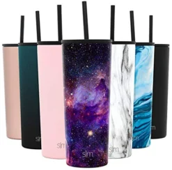 Insulated Tumbler With Lid And Straw | Iced Coffee Cup Reusable Stainless Steel Water Bottle Travel Mug | Gifts For Women Men Her Him | Classic Collection | 24oz | Nebula