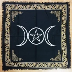 Altar Cloth Triple Moon Pentagram Goddess Witchcraft Alter Tarot Spread Top Cloth Wiccan Square Spiritual 18 By 18 Sacred Cloth (Triple Moon Pentagram Gold Silver) -Kitchen Island Sale 51NaJliAjpL