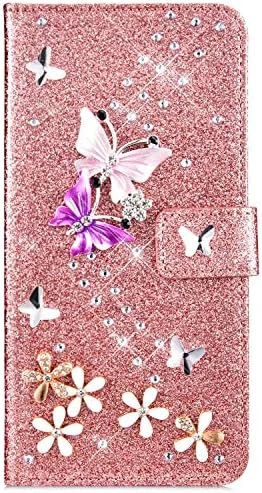 Compatible With Samsung Galaxy Note 9 Case Glitter Shiny Butterfly Rhinestone Floral Pu Leather Diamond Flash Bling Wallet Strap Case With Card Holder Magnetic Stand Flip Cover Case,Gold 8 Compatible With Samsung Galaxy Note 9 Case Glitter Shiny Butterfly Rhinestone Floral Pu Leather Diamond Flash Bling Wallet Strap Case With Card Holder Magnetic Stand Flip Cover Case,Gold - Image 8