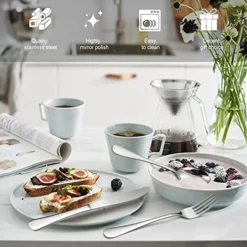 68 Pieces Silverware Set With Serving Set, HaWare Stainless Steel Modern Flatware Eating Utensils Set, Includes Forks/Spoons/Dinner Knives, Service For 12, Mirror Polished, Dishwasher Safe -Kitchen Island Sale 51OARHr8BuS