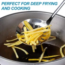 2 PCS Skimmer Spoon And Pasta Server Stainless Steel Spaghetti Fork Slotted Spoon With Gold Plated Vacuum Insulated Handle Kitchen Cooking Utensils For Daily Cooking Use -Kitchen Island Sale 51OEdsHnpuL