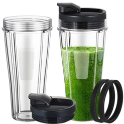 24OZ Blender Replacement Cups For Ninja Blender, 2 - Pack Replacement Cups With Sip & Seal Lid And Gaskets Set Compatible With Nutri Ninja Auto IQ Series Blenders BL450, BL480, BL490, BL640, BL680