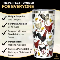 Chicken Gifts For Chicken Lovers Chickens Travel Coffee Mug W/Slider Lid | 20oz Spill Proof Insulated Coffee Tumbler | Chicken Mug | Great Gift For Birthday Or Christmas -Kitchen Island Sale 51OOLYzGFFL
