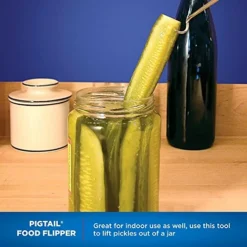 1324 12” PigTail Food Flipper, Blister Pack - ABS Handle, PigTail Flipper, Meat Hook For Grilling, Wood/Stainless, 201310 -Kitchen Island Sale 51OpWQrDQoS