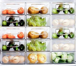 6 Pack Plastic Storage Bins For Pantry, Refrigerator, Countertop, Cabinet Organization, Stackable Food Storage Organizer With Handles, BPA Free, 10 X 6 X 3 Inch -Kitchen Island Sale 51PAowsk4tL