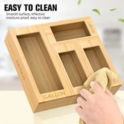 Bag Storage Organizer, Storage Bag Organizer, 4 Separate Baggie Organizer, Ziplock Bag Storage Organizer For Kitchen Drawer, Compatible With Gallon, Quart, Sandwich & Snack Variety Size Bags -Kitchen Island Sale 51PGILoLOFL