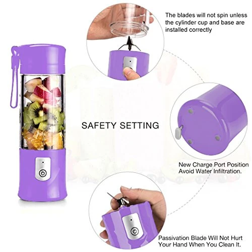 Blend Portable Blender Jet For Shakes And Smoothies, USB Rechargeable Travel Juicer Cup Electric Mini Personal Size Blenders Frozen Fruit Ice Mixer Baby Food Mixing Machine With 6 Blades For Sports Travel And Outdoors 13.5oz (Purple) 1 Blend Portable Blender Jet For Shakes And Smoothies, USB Rechargeable Travel Juicer Cup Electric Mini Personal Size Blenders Frozen Fruit Ice Mixer Baby Food Mixing Machine With 6 Blades For Sports Travel And Outdoors 13.5oz (Purple)