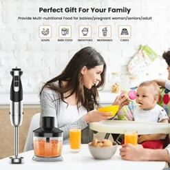 5-In-1 Immersion Blender 800W 12-Speed Stainless Steel Hand Blender With Milk Frother, Egg Whisk, BPA-Free 500ml Chopper And 700ml Beaker With Lid For Soup, Smoothie, Baby Food -Kitchen Island Sale 51PIYLHYgDL