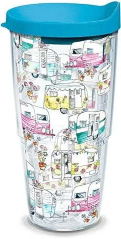 Tervis Made In USA Double Walled Colorful Camper Insulated Tumbler Cup Keeps Drinks Cold & Hot, 16oz, Clear -Kitchen Island Sale 51PKKaldPIL. AC