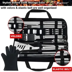 Omanticist Barbecue Tool Set With Storage Bag - Portable Grill Tool Kit - Professional BBQ Set For Outdoor Cooking And Camping Grill Accessories Sets -Kitchen Island Sale 51PQeT2teAS