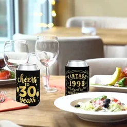 Heers To 30 Years Can Sleeves Vintage 1993 30th Birthday Party Decorations For Men Supplies Can Cover Sleeves Black And Gold Neoprene Sleeves For Soda Can Beverage Set Of 12 -Kitchen Island Sale 51Q4tRW7dgL
