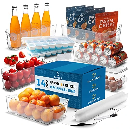 StorageBud Pantry Organization And Storage Bins - 14 Pieces Food Storage Containers - Clear Storage Bins For Fridge, Refrigerator & Kitchen Cabinet - BPA Free Freezer Organizer Bins 1 StorageBud Pantry Organization And Storage Bins - 14 Pieces Food Storage Containers - Clear Storage Bins For Fridge, Refrigerator & Kitchen Cabinet - BPA Free Freezer Organizer Bins