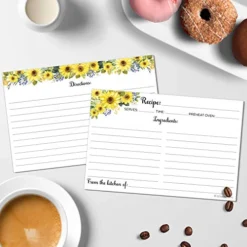 Sunflower Recipe Cards (Set Of 50) 4" X 6" Large - From The Kitchen Of - Double-Sided For Weddings, Bridal, Baby Shower - Made In USA -Kitchen Island Sale 51QECexdPTL