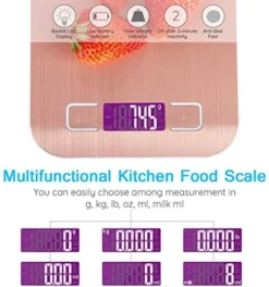 10kg/22lb Digital Kitchen Food Scale USB Rechargeable Stainless Steel Ultra Slim Food Scale High Precision With 0.04oz/1g Division Tare & Auto Off Function LCD Display (Rose Gold) -Kitchen Island Sale 51QGSljdwWL