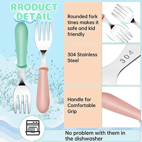 12PCS Toddler Forks Toddler Utensils,Stainless Steel Baby Forks,Kids Silverware Children's Cutlery Set For Self Feeding,BPA Free Kids Flatware Metal Forks For Boys Girls Safe Dining(Mixcolor 12 Forks) 3 12PCS Toddler Forks Toddler Utensils,Stainless Steel Baby Forks,Kids Silverware Children's Cutlery Set For Self Feeding,BPA Free Kids Flatware Metal Forks For Boys Girls Safe Dining(Mixcolor 12 Forks) - Image 3