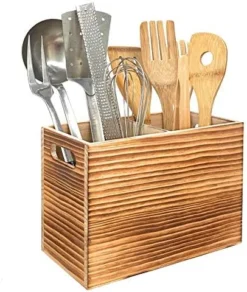 Utensil Holder In Rustic Wood For Farmhouse Kitchen Decor, Countertop Organizer And Cooking Tools Storage (Triple) -Kitchen Island Sale 51QVKy2y3TL. AC