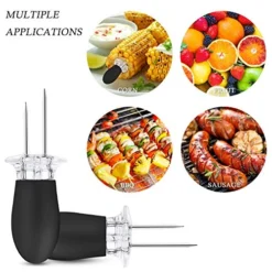 10Pcs/5 Pairs Corn Holders, Stainless Steel Corn On The Cob BBQ Fork Skewers For Home Cooking Parties Camping(Black) -Kitchen Island Sale 51QapQKX8sL