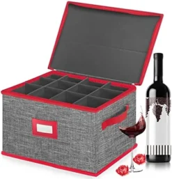 Wine Glass Storage Boxes, Stemware Storage Cases With Divider - China Storage Containers Hard Shell With Lids Holds 12 Wine Glass Or Crystal Glassware Storage Containers, Stackable With Label Window For Transport ,Protection,Moving (Dark Grey) -Kitchen Island Sale 51QqiTvQuHL. AC
