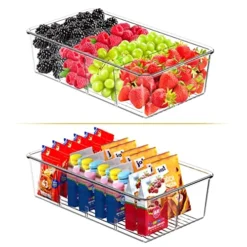 6 Pack Food Storage Organizer Bins, Clear Plastic Pantry Organizer With Removable Dividers, Pantry Organization And Storage, Fridge Organizer, Cabinet Organizers, For Packets, Snacks, Spice Packets -Kitchen Island Sale 51QyNYBbbhL