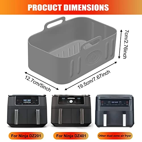 2 Pack Air Fryer Silicone Liners, Reusable Rectangle Food Grade Replacement Silicone Air Fryer Pot Insert Basket Accessories For Dual Ninja DZ201 DZ401 Instant Vortex 8 QT 10 QT Air Fryer Accessories 3 2 Pack Air Fryer Silicone Liners, Reusable Rectangle Food Grade Replacement Silicone Air Fryer Pot Insert Basket Accessories For Dual Ninja DZ201 DZ401 Instant Vortex 8 QT 10 QT Air Fryer Accessories - Image 3