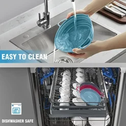 2 Pack Air Fryer Silicone Liners, Foldable Silicone Air Fryer Basket, Easy To Clean, Reusable Air Fryer Silicone Pot, Air Fryer Silicone Baking Tray, 7.5 Inch For 3 To 5 QT (Red & Blue)