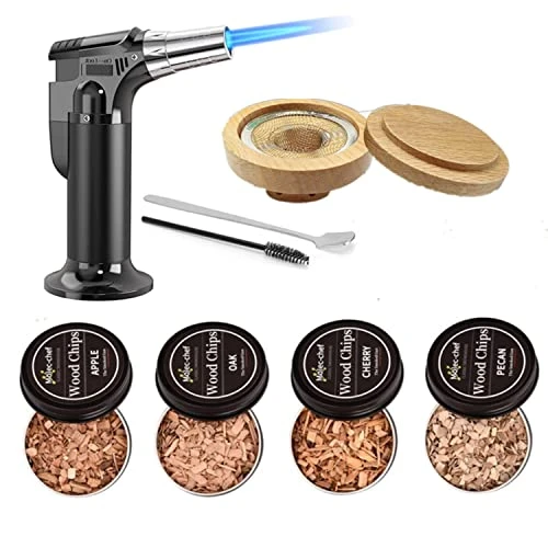 Cocktail Smoker Kit With Torch With 4 Flavors Wood Chips, Old Fashioned Smoker Kit For Infused Cocktail, Cheese, Salad And Meats, Gifts For Men, Dad And Boyfriend (No Butane) 1 Cocktail Smoker Kit With Torch With 4 Flavors Wood Chips, Old Fashioned Smoker Kit For Infused Cocktail, Cheese, Salad And Meats, Gifts For Men, Dad And Boyfriend (No Butane)