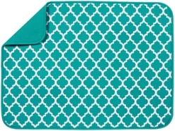 Absorbent, Reversible XL Microfiber Dish Drying Mat For Kitchen, 18 Inch X 24 Inch, Teal Trellis -Kitchen Island Sale 51RCV34f0L. AC