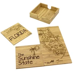 Florida State Puzzle 4 Piece Bamboo Coaster Set With Case