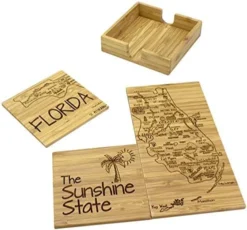 Florida State Puzzle 4 Piece Bamboo Coaster Set With Case -Kitchen Island Sale 51RHzMZjOoL. AC