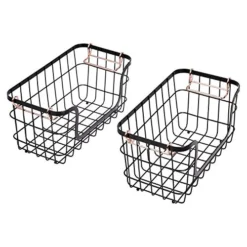 Amazon Basics Stackable Metal Wire Storage Basket Set For Kitchen Or Bathroom - Black/Rose Gold 7 Amazon Basics Stackable Metal Wire Storage Basket Set For Kitchen Or Bathroom - Black/Rose Gold -Kitchen Island Sale 51RP3YFkp4L