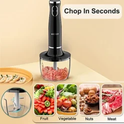 Ichot Emersion Hand Blender, 1000W 4 In 1 Electric Stick Blender For Kitchen With Food Chopper, Egg Whisk, Stainless Sticker, 600ml Mixing Beaker For Smoothies, Soups, Sauces, Baby Food ( Black) -Kitchen Island Sale 51RkDI4H8EL