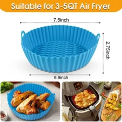2 Pcs Silicone Air Fryer Liners, 7.5 Inch Reusable Air Fryer Silicone Basket Heat Resistant Easy Cleaning Air Fryers Silicone Pot Round For 3 To 5 QT Oven Accessories -Kitchen Island Sale 51RlVgVUp1L