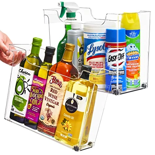 Roll Out Bottle Organization Bins - 2 Sizes Pantry Under Sink Organizer With Wheels & Handles - Clear Plastic Organizing Containers For Cleaning Supplies - Kitchen Cabinet Laundry Room Storage 2 Roll Out Bottle Organization Bins - 2 Sizes Pantry Under Sink Organizer With Wheels & Handles - Clear Plastic Organizing Containers For Cleaning Supplies - Kitchen Cabinet Laundry Room Storage - Image 2