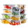 Glass Food Storage Containers With Lids, [24 Piece] Glass Meal Prep Containers, Airtight Glass Bento Boxes, BPA Free & Leak Proof (12 Lids & 12 Containers)