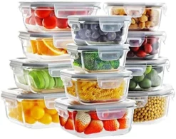 Glass Food Storage Containers With Lids, [24 Piece] Glass Meal Prep Containers, Airtight Glass Bento Boxes, BPA Free & Leak Proof (12 Lids & 12 Containers) -Kitchen Island Sale 51Rygof2klL. AC