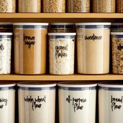 157 Pantry Labels For Food Containers, Preprinted Clear Kitchen Food Labels For Organizing Storage Canisters & Jars, Black Script + Numbers Stickers -Kitchen Island Sale 51SF8v7yXQL